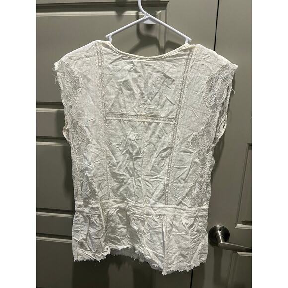 Free People Capped Sleeve Lace Top - Picture 2 of 4